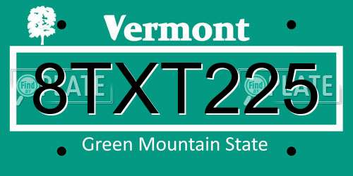 8TXT225 Vermont License Plate
