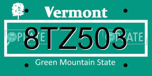 8TZ503 Vermont License Plate