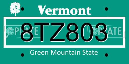 8TZ803 Vermont License Plate