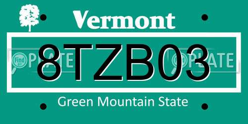 8TZB03 Vermont License Plate