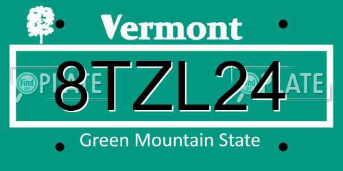 8TZL24 Vermont License Plate