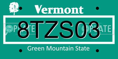 8TZS03 Vermont License Plate