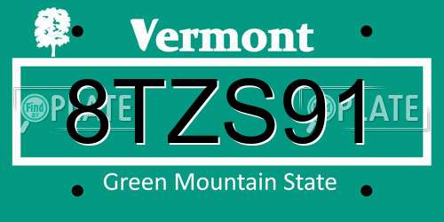 8TZS91 Vermont License Plate