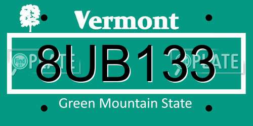 8UB133 Vermont License Plate