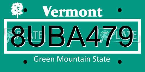 8UBA479 Vermont License Plate