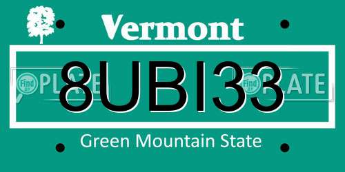 8UBI33 Vermont License Plate