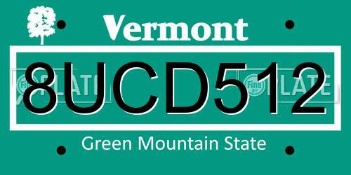 8UCD512 Vermont License Plate