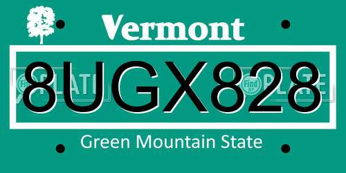 8UGX828 Vermont License Plate