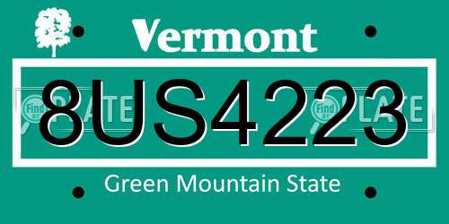 8US4223 Vermont License Plate
