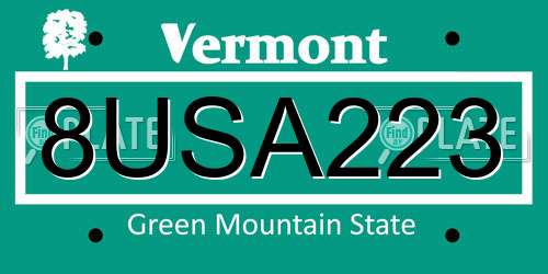8USA223 Vermont License Plate