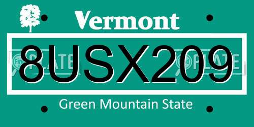 8USX209 Vermont License Plate