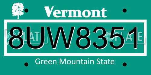8UW8351 Vermont License Plate