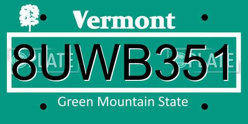 8UWB351 Vermont License Plate
