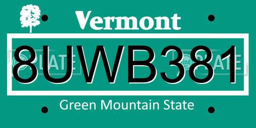 8UWB381 Vermont License Plate