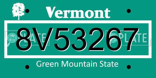 8V53267 Vermont License Plate
