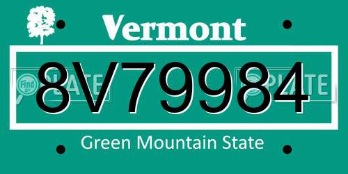 8V79984 Vermont License Plate