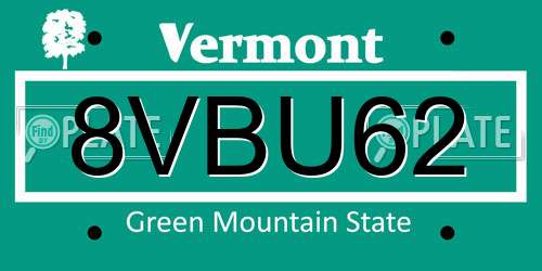 8VBU62 Vermont License Plate