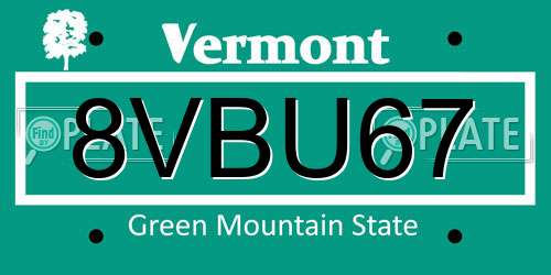 8VBU67 Vermont License Plate