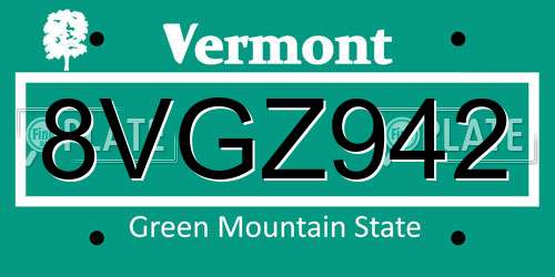 8VGZ942 Vermont License Plate
