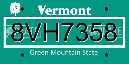 8VH7358 Vermont License Plate