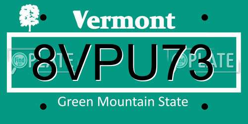 8VPU73 Vermont License Plate