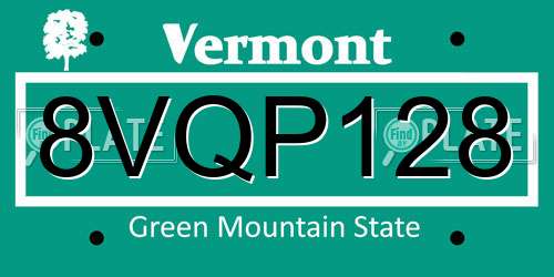 8VQP128 Vermont License Plate