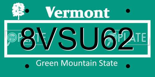 8VSU62 Vermont License Plate