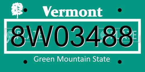 8W03488 Vermont License Plate