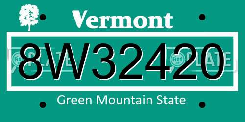 8W32420 Vermont License Plate