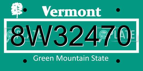 8W32470 Vermont License Plate