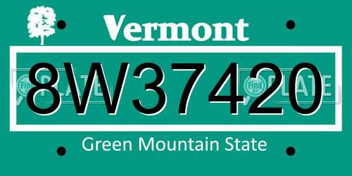 8W37420 Vermont License Plate