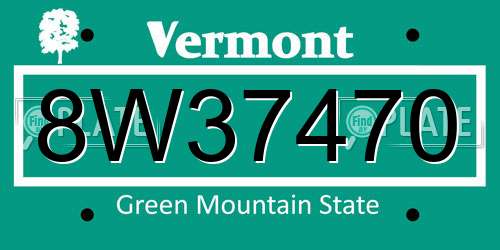 8W37470 Vermont License Plate