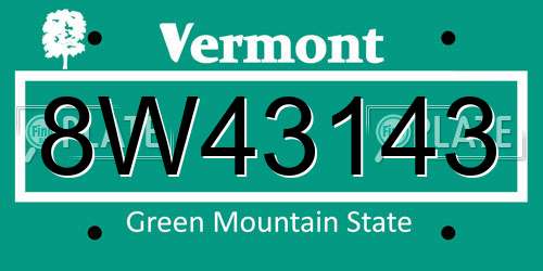 8W43143 Vermont License Plate