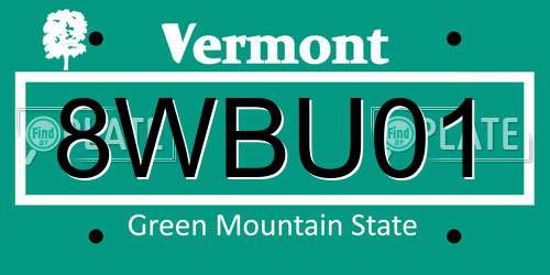 8WBU01 Vermont License Plate