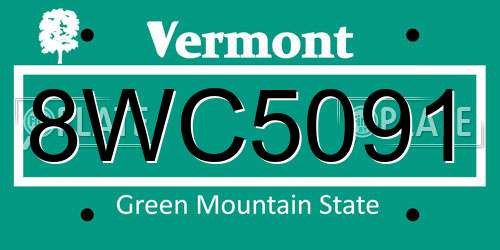 8WC5091 Vermont License Plate