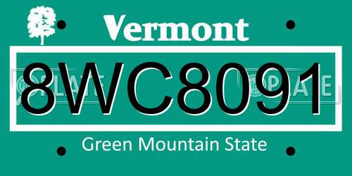 8WC8091 Vermont License Plate
