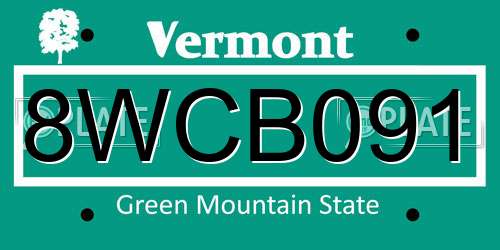 8WCB091 Vermont License Plate