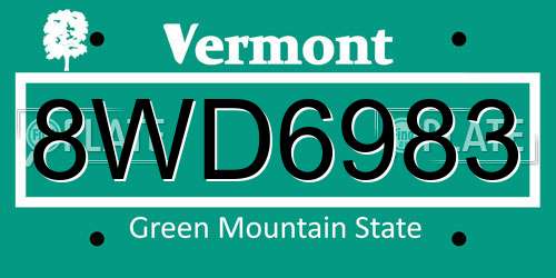 8WD6983 Vermont License Plate