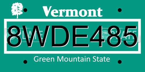8WDE485 Vermont License Plate