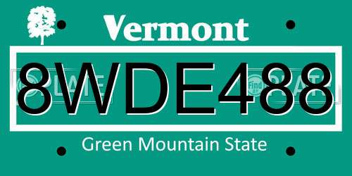 8WDE488 Vermont License Plate