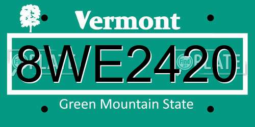 8WE2420 Vermont License Plate