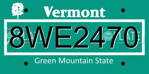 8WE2470 Vermont License Plate