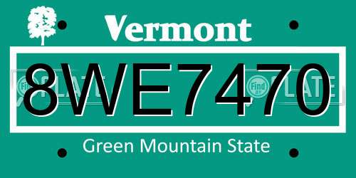 8WE7470 Vermont License Plate