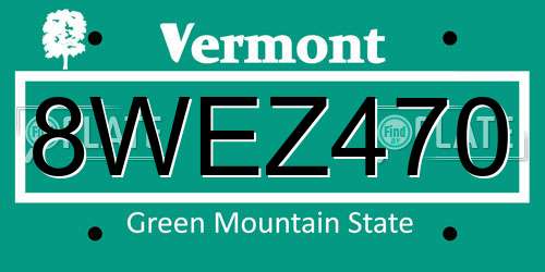 8WEZ470 Vermont License Plate