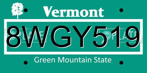 8WGY519 Vermont License Plate