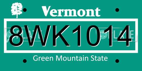 8WK1014 Vermont License Plate