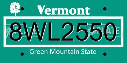 8WL2550 Vermont License Plate