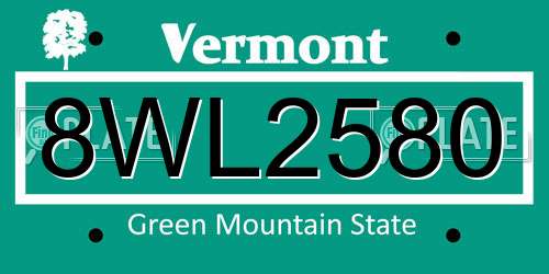 8WL2580 Vermont License Plate