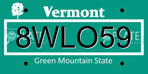 8WLO59 Vermont License Plate