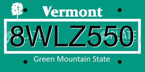 8WLZ550 Vermont License Plate